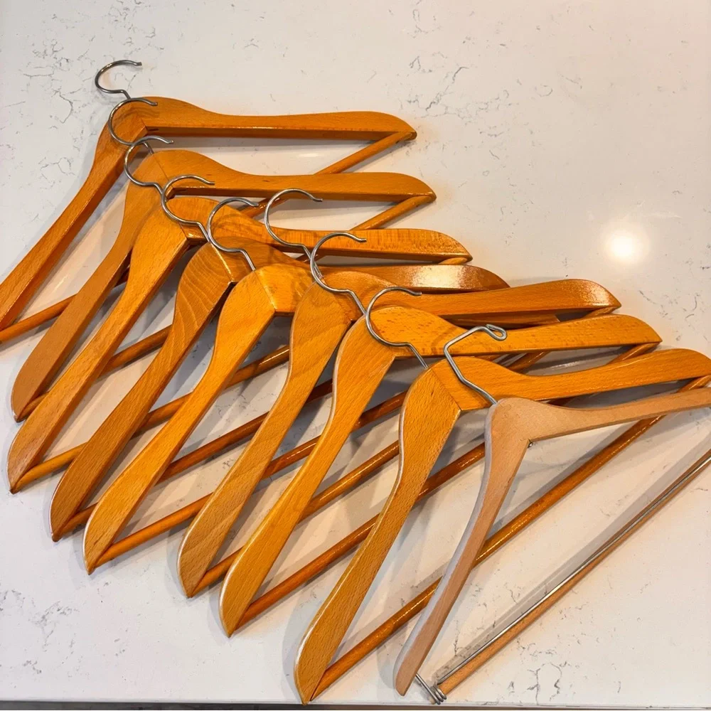 Set of 9 Vintage Wood Suit Hangers